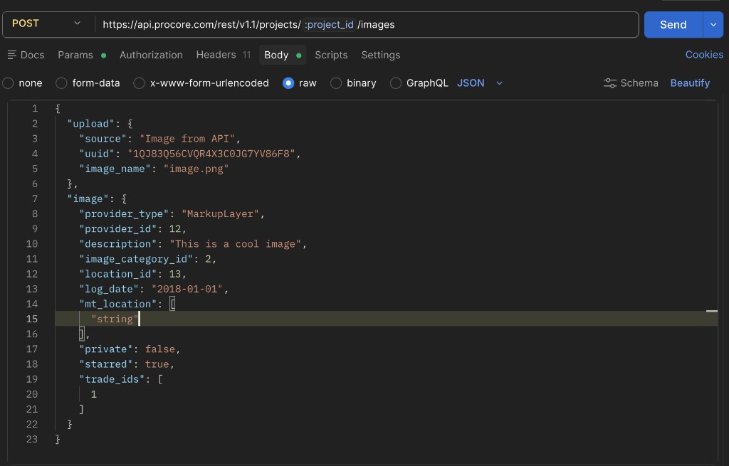 Create Image request example