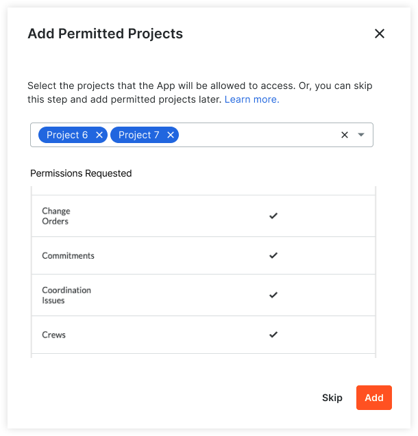 Add Permitted Projects